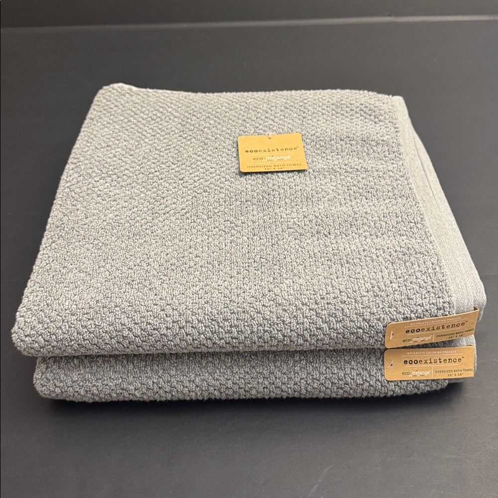 2pc ECOEXISTENCE Eco-Melange Oversized Bath Towel Set - Gray - 30"x58"